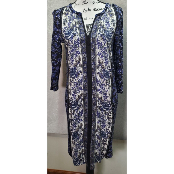 Lucky Brand Dresses & Skirts - Lucky Brand Sheath Dress Women Small Multicolor Floral Cotton Long Sleeve V Neck